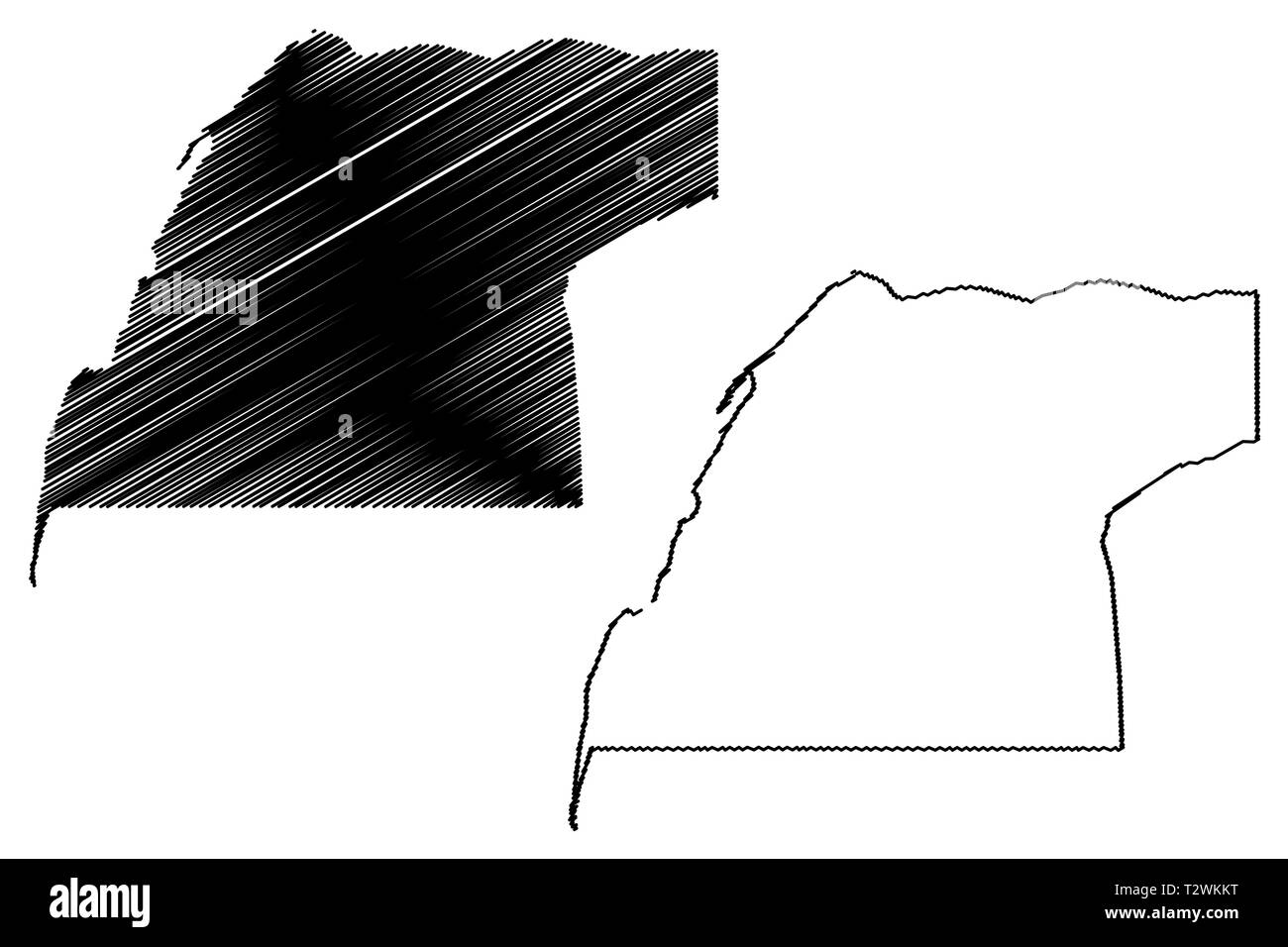 Dakhla-Oued Ed-Dahab Région (divisions administratives du Maroc, Royaume du Maroc, Maroc) map vector illustration, croquis Gribouillage à l'Oue Illustration de Vecteur