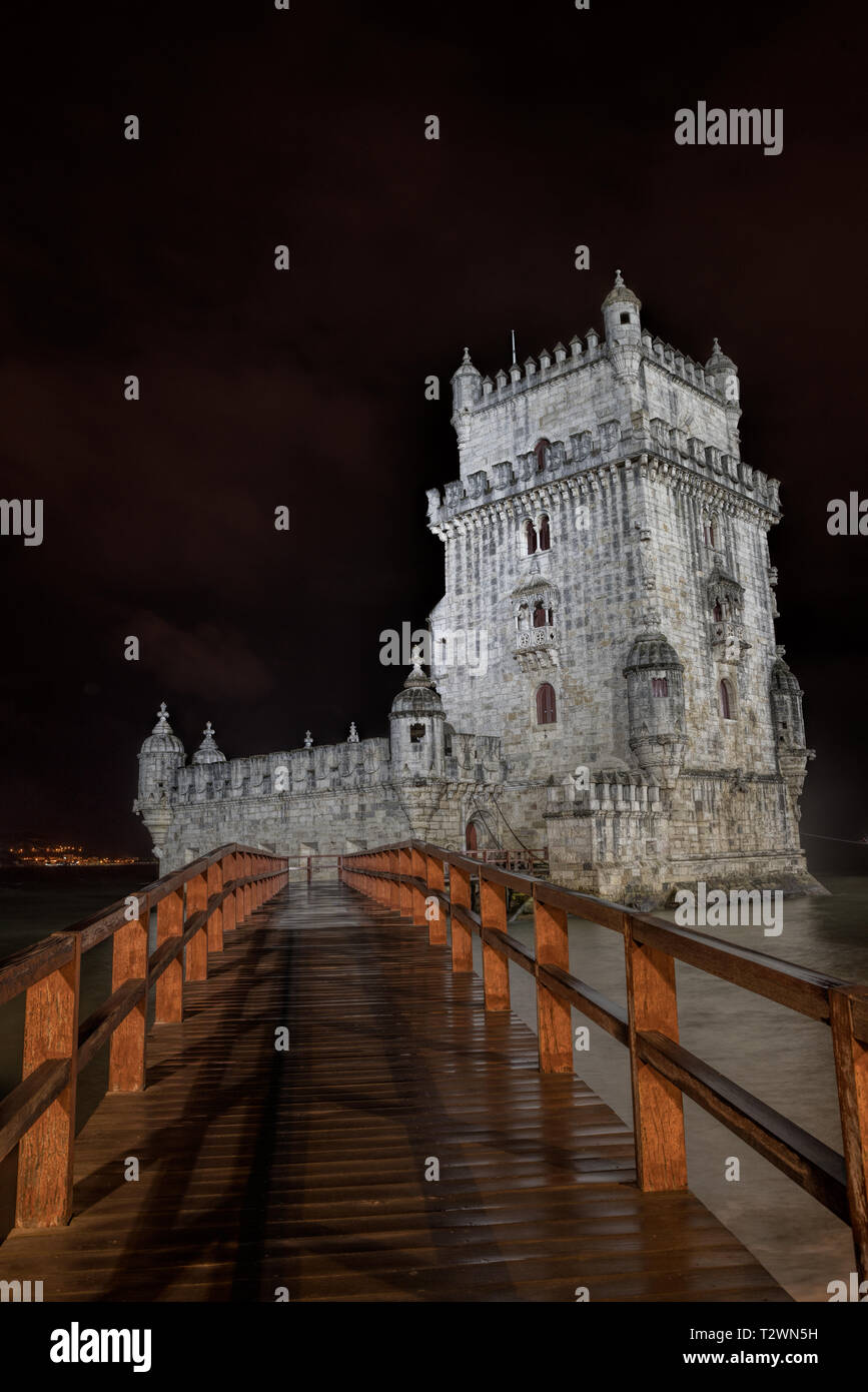 La Tour de Belém (Torre de Belem) ou la tour de St Vincent est une tour fortifiée situé dans la paroisse civile de Santa Maria de Belem dans la municipalité o Banque D'Images