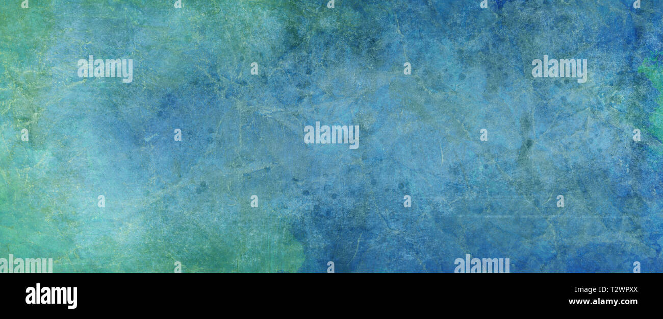 Old grunge background design avec beaucoup de texture d'une pâle vert et bleu peint mur minable Banque D'Images
