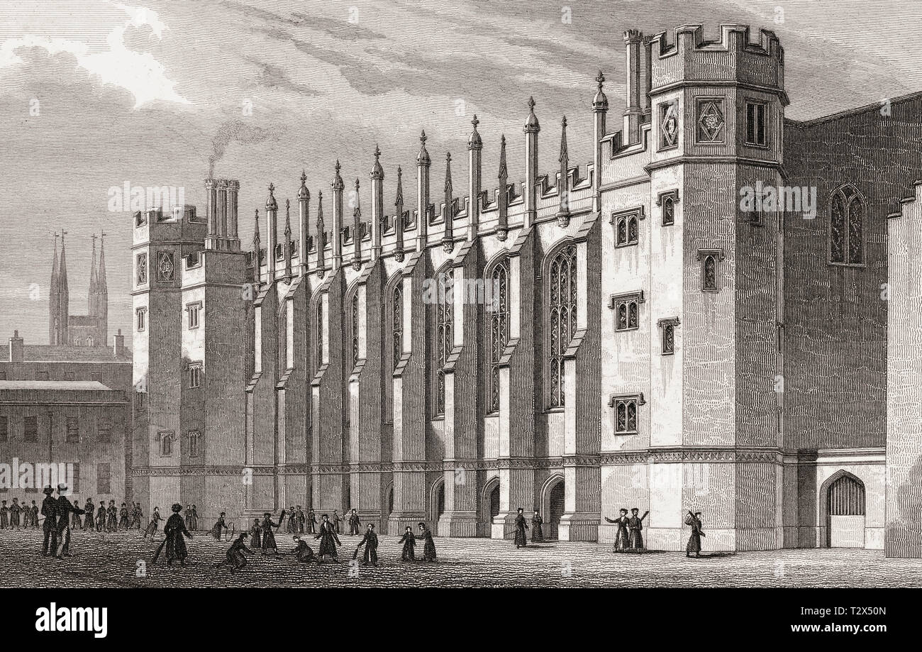 La nouvelle salle, Christ's Hospital, London, UK, illustration par Th. H. Berger, 1826 Banque D'Images