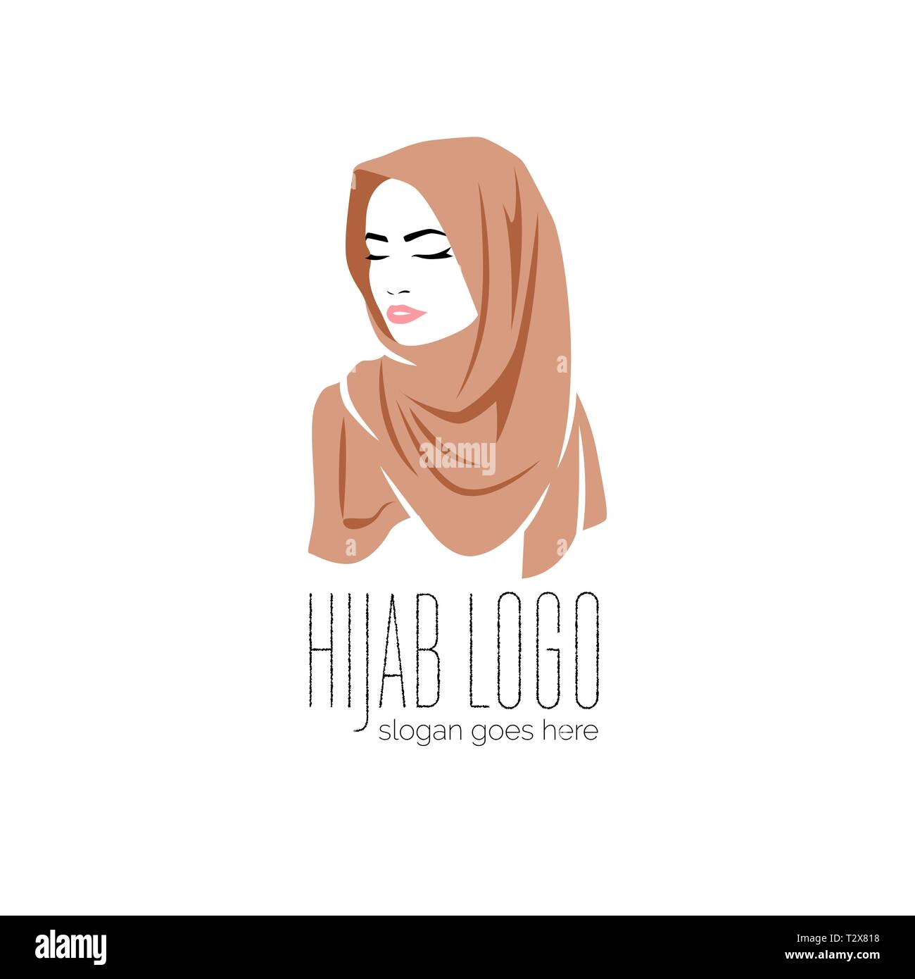 Belle femme portant le hijab, l'icône colorée logo isolé sur fond blanc,  voile musulman, vector illustration Image Vectorielle Stock - Alamy