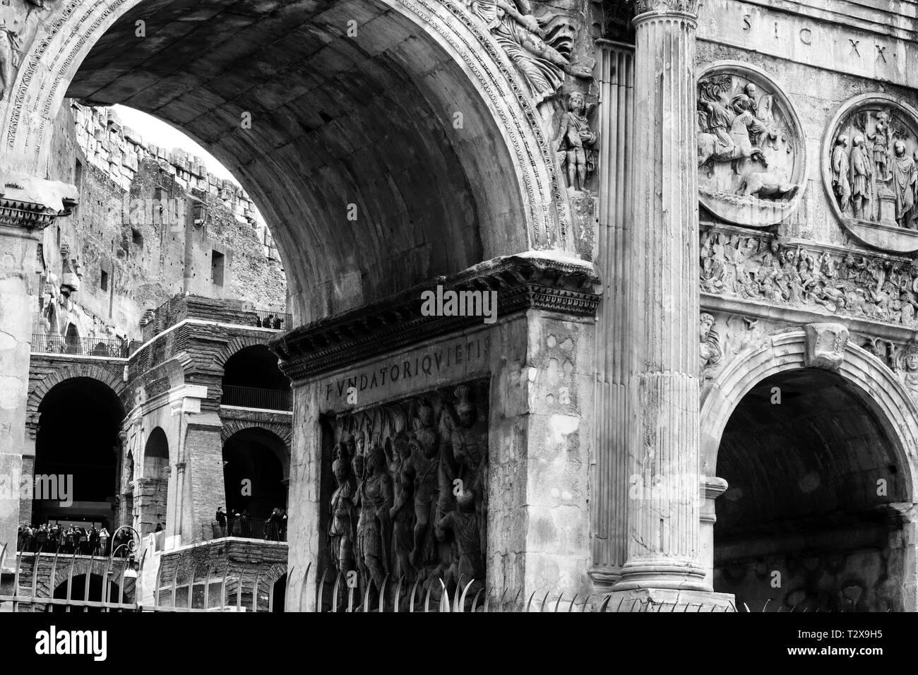 Arc de Constantin (AD 315), Rome (Italie). Banque D'Images