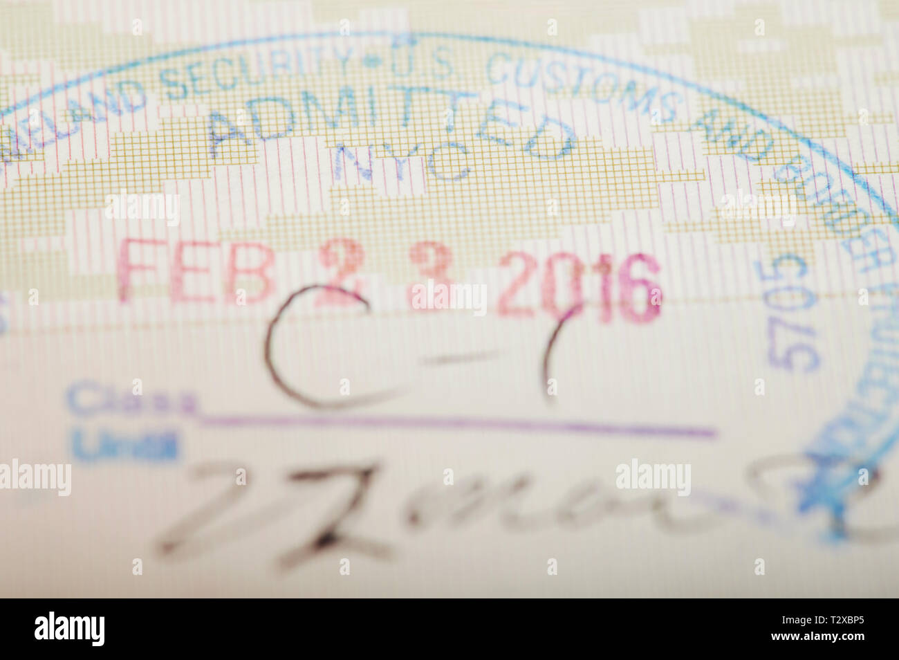 Arrivée à l'aéroport de NYC stamp vue rapprochée Banque D'Images