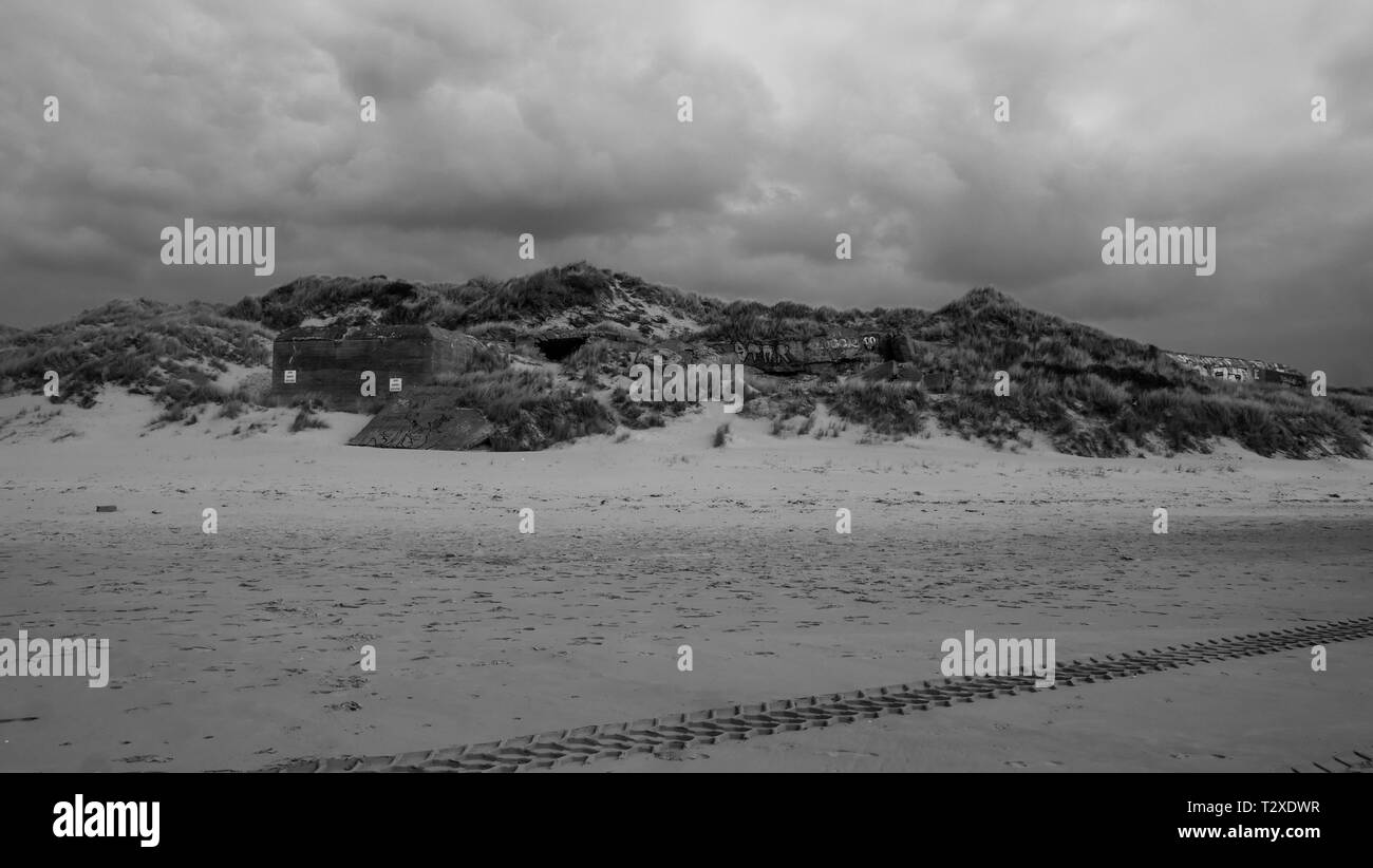 Vue de la plage de sable fin, Berck, hauts de France, France Banque D'Images
