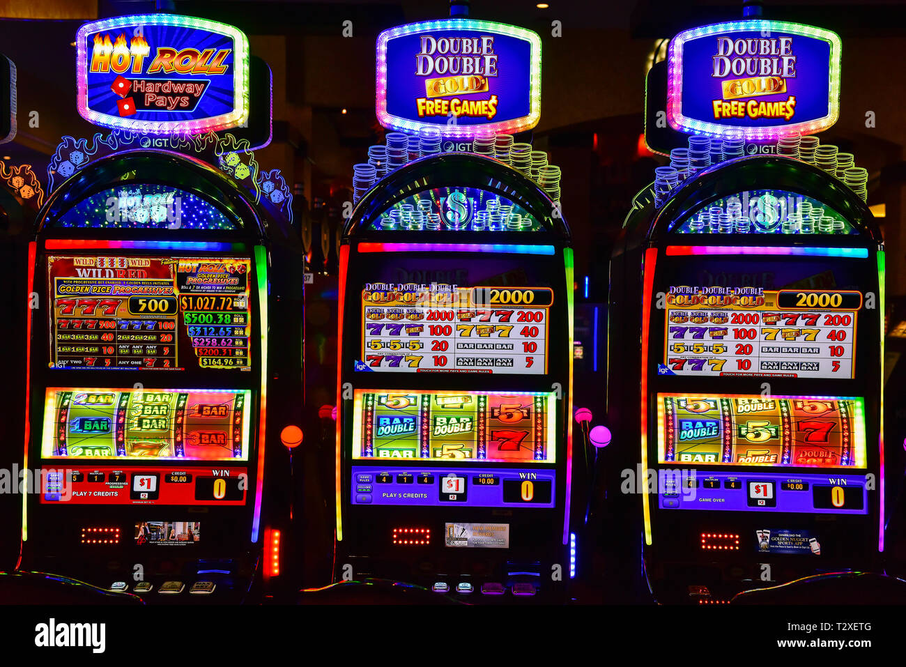 3 Machines à sous, Las Vegas Nevada Banque D'Images