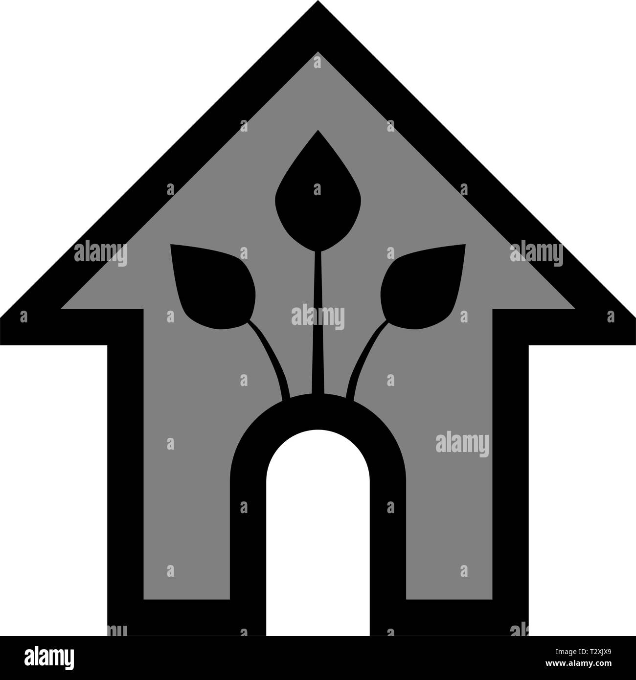 Eco house - maison verte - L'icône Contour gris noir, isolé - vector illustration Illustration de Vecteur