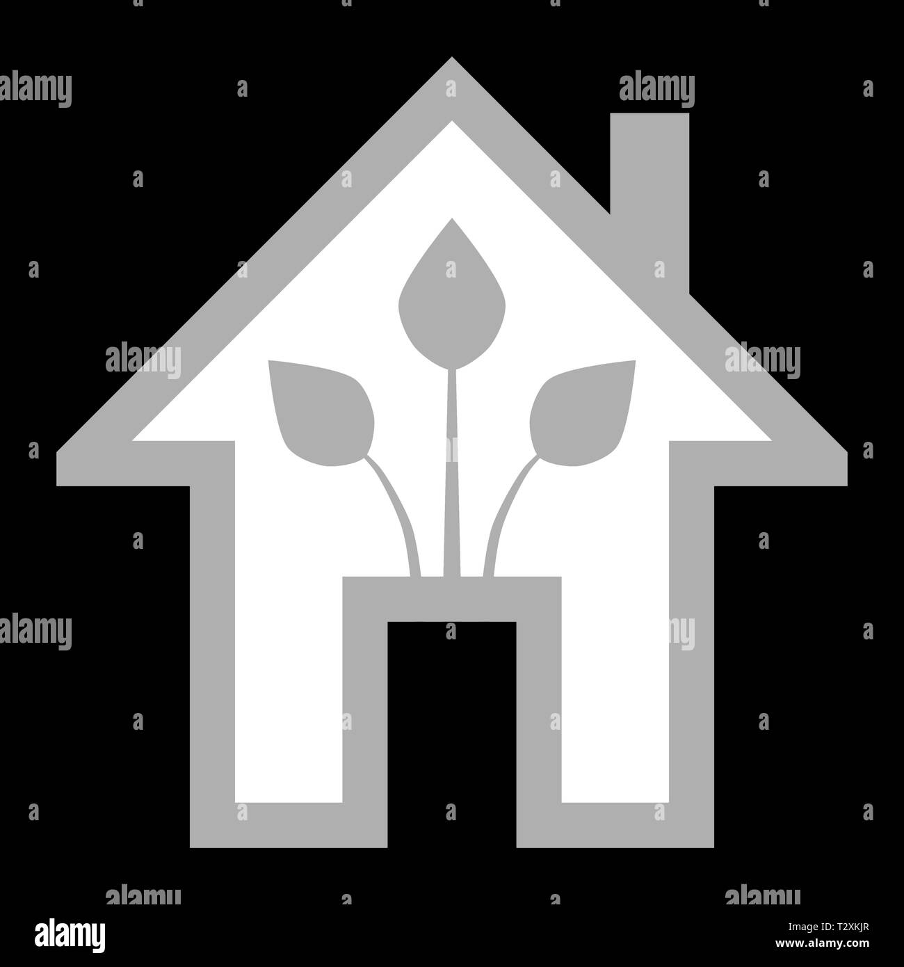 Eco house - maison verte - L'icône contour blanc, isolé - vector illustration Illustration de Vecteur