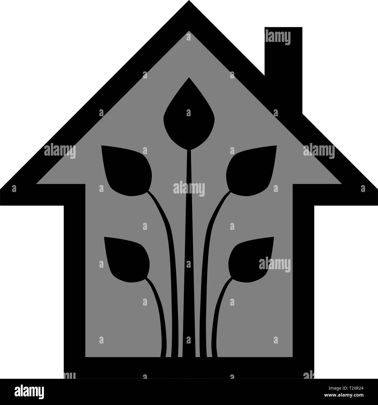 Eco house - maison verte - L'icône Contour gris noir, isolé - vector illustration Illustration de Vecteur