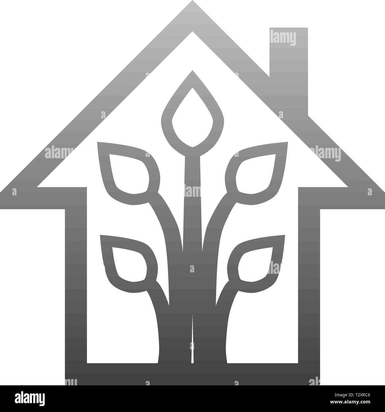 Eco house - maison verte - L'icône contour dégradé gris, isolé - vector illustration Illustration de Vecteur