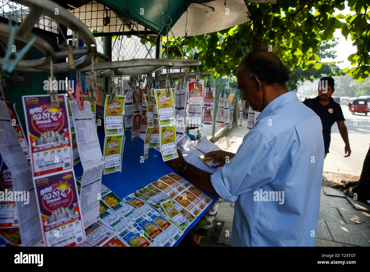 Un kiosque de loterie dans la rue à Colombo, Sri Lanka Banque D'Images
