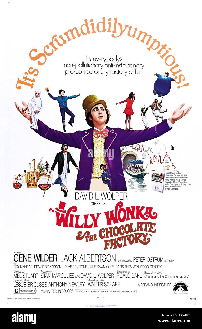 GENE WILDER POSTER, WILLY WONKA et la chocolaterie, 1971 Banque D'Images