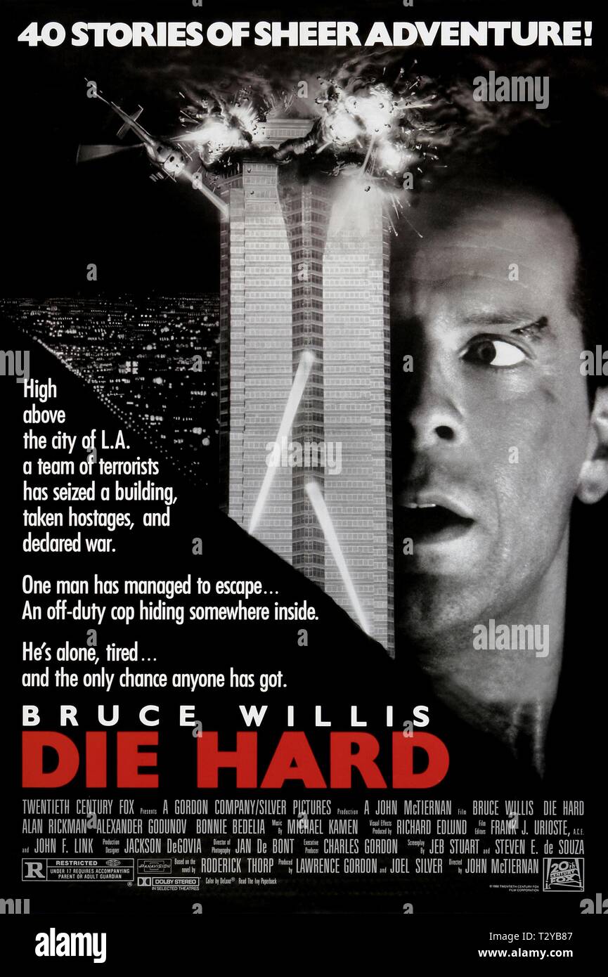 L'AFFICHE DE BRUCE WILLIS, Die Hard, 1988 Banque D'Images