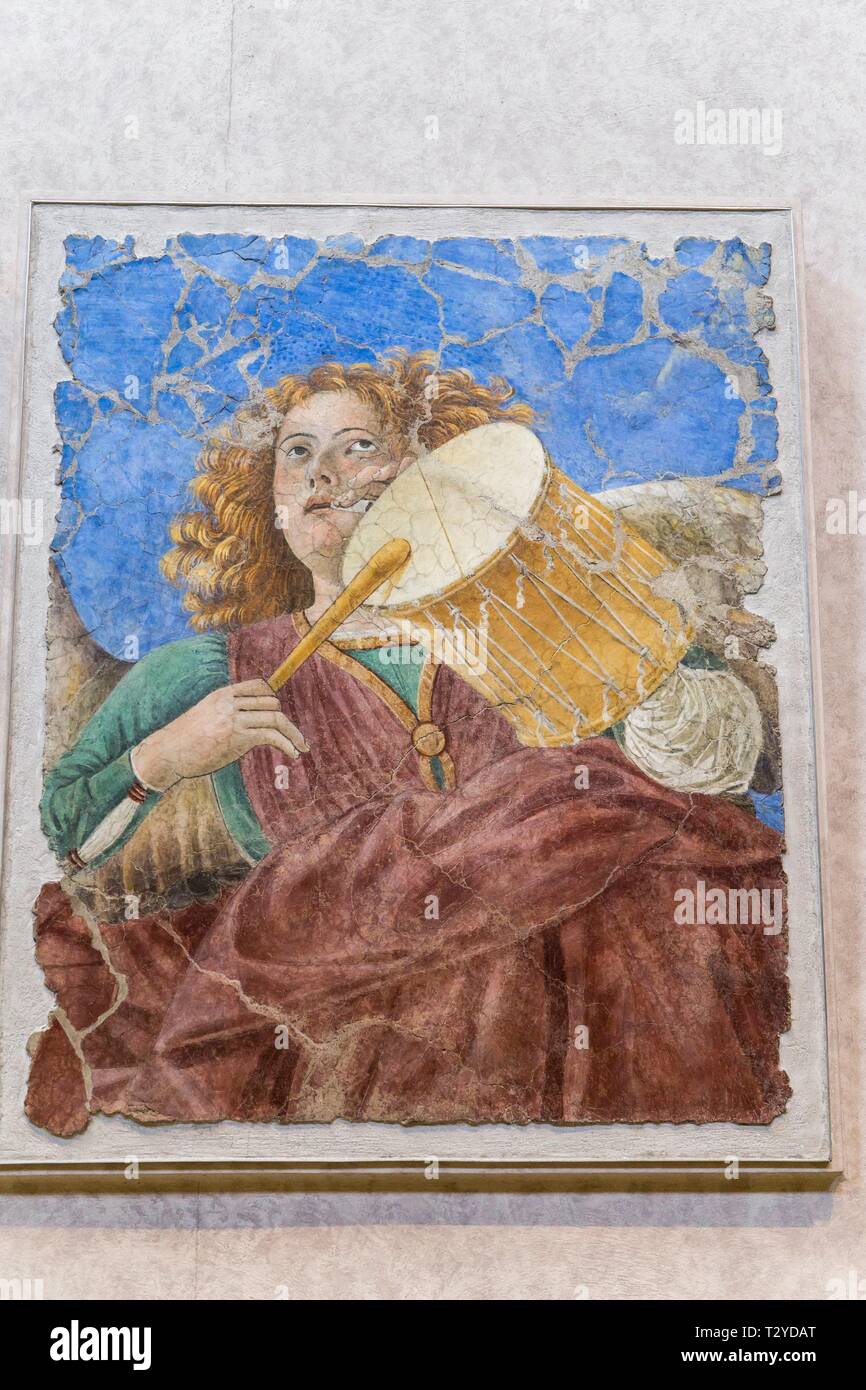 Pinacothèque du Vatican, Melozzo da Forlì Forlì(1438-1494), un ange jouant du luth,1480 Musée du Vatican, Cité du Vatican, Rome, Italie. Banque D'Images
