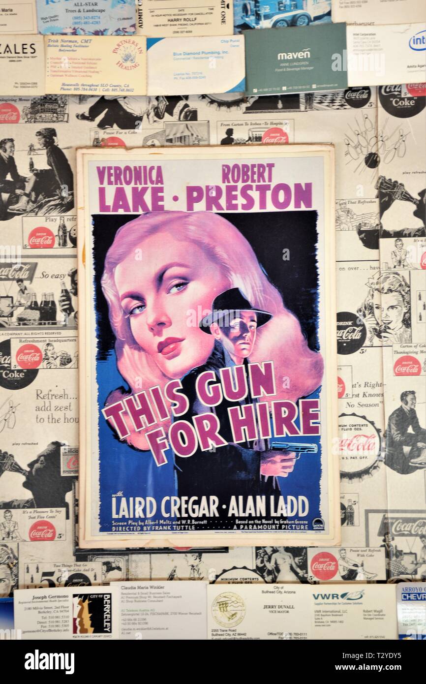 1942 film affiche pour cette arme pour voitures avec Veronica Lake, Alan Ladd, Robert Preston à Los Angeles en Californie Banque D'Images