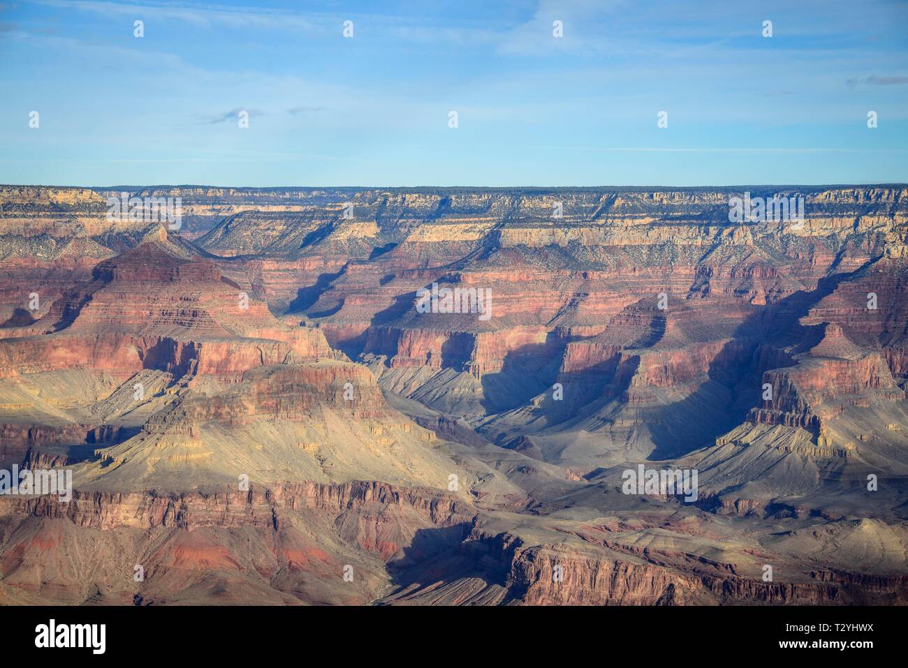 Paysage du canyon, gorge du Grand Canyon, érodés paysage rocheux, vue de Moran Point, South Rim, le Parc National du Grand Canyon, Arizona, USA Banque D'Images