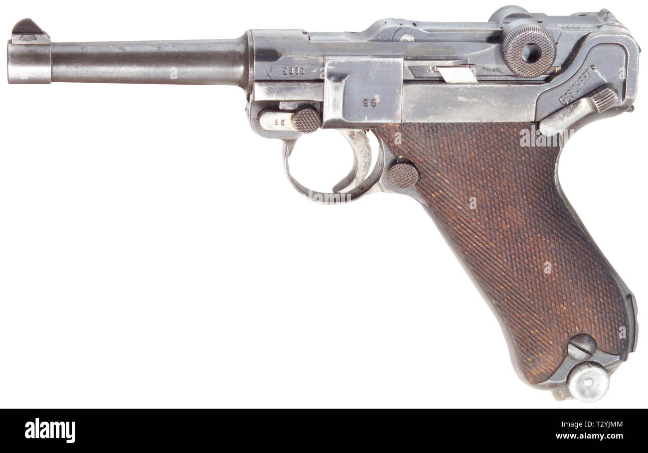 Les petites armes, pistolets, pistolet Luger Parabellum 08, fabriqué par Mauser, calibre 9 mm, Editorial-Use-seulement Banque D'Images