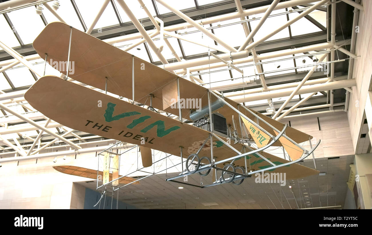WASHINGTON, DC, USA - 10 septembre 2015 : Le Vin Fiz Flyer l'un des premiers frères Wright EX Modèle biplan pousseur qui en 1911 devint le premier avion à Banque D'Images