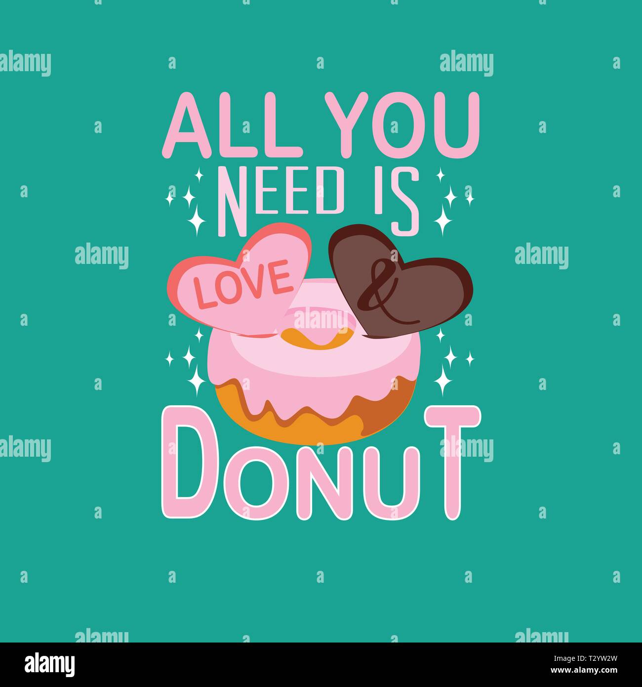 Donuts citer et disent. Tout ce qu'il vous faut, c'est l'amour des beignes Illustration de Vecteur