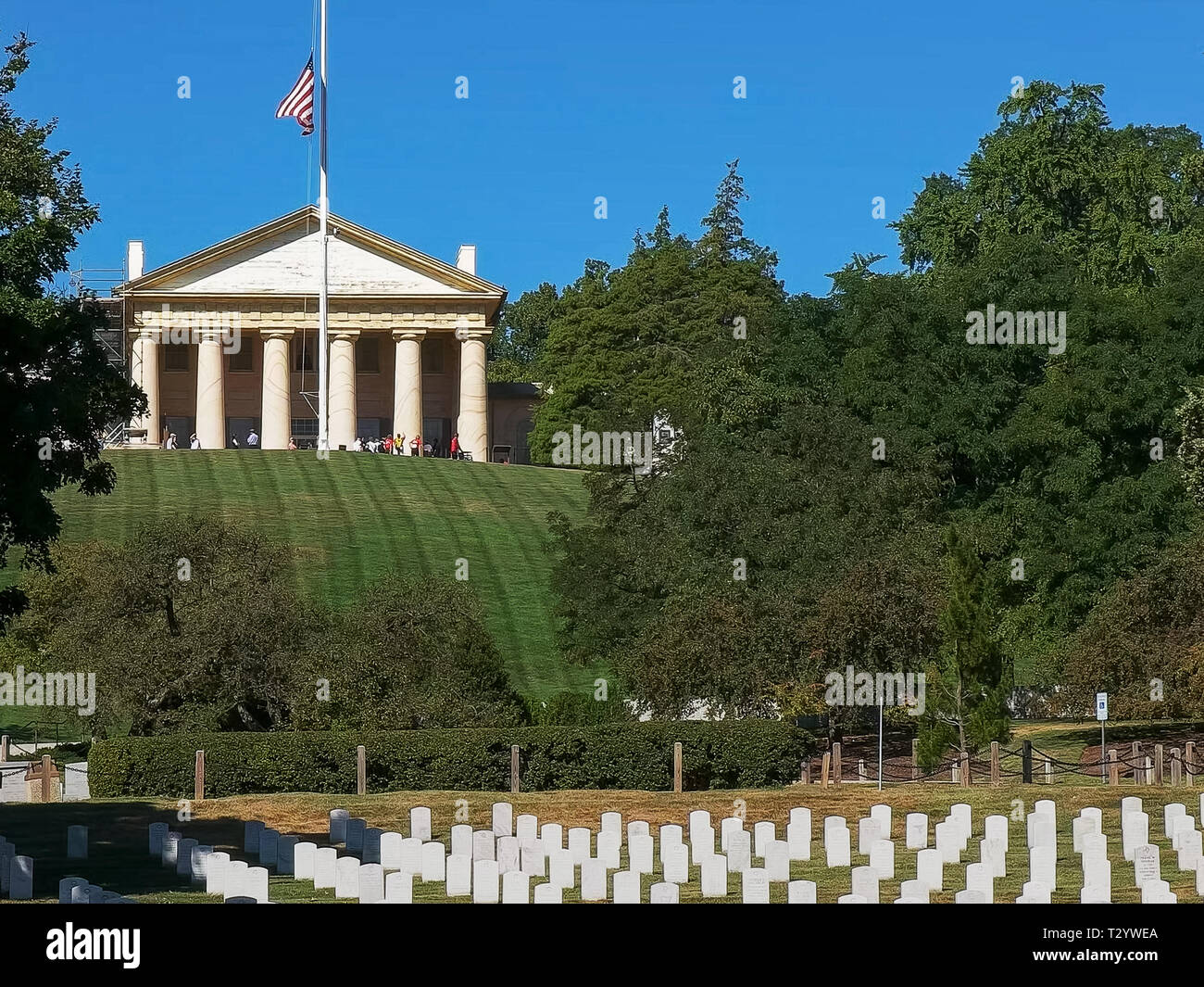 Fermer la vue d'Arlington House et les motifs d'Arlington cemetery à Washington, DC Banque D'Images