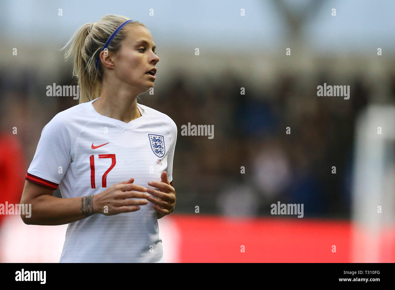 Manchester, UK. Le 05 Avr, 2019. Rachel Daly de l'Angleterre. Angleterre Femmes v Canada Women, Women's international friendly match de football à l'école de Manchester City Stadium de Manchester, Lancs le vendredi 5 avril 2019. EDITORIAL UNIQUEMENT. Photos par Chris Stading/ Crédit : Andrew Orchard la photographie de sport/Alamy Live News Banque D'Images