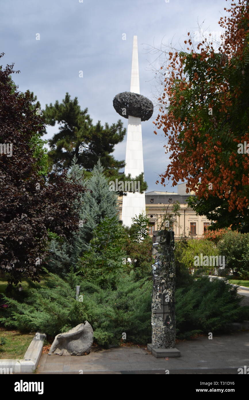 Bucharest : Roumanie, Renasterii Memorial, le monument de la Renaissance, la place de la Révolution, la révolution roumaine 1989 Banque D'Images