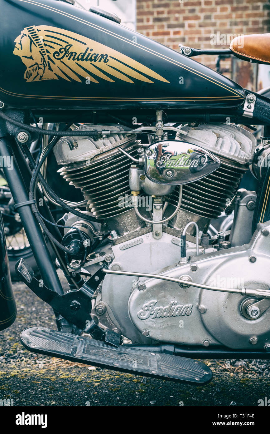 1937 moto chef indien. Centre du patrimoine mondial, Bicester Oxfordshire, Angleterre Banque D'Images