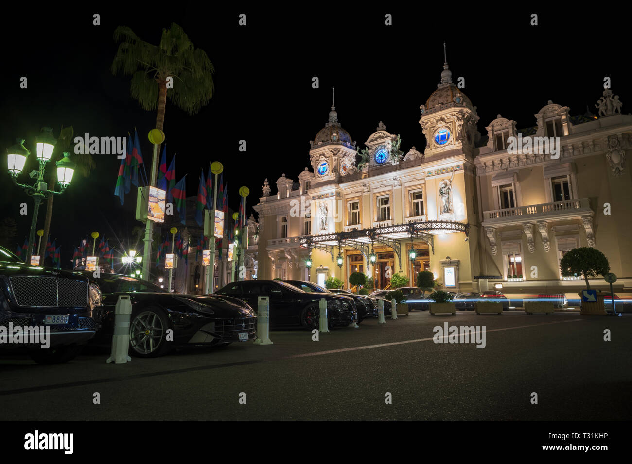 Vue de nuit sur la célèbre Grand Casino de Monte Carlo Banque D'Images