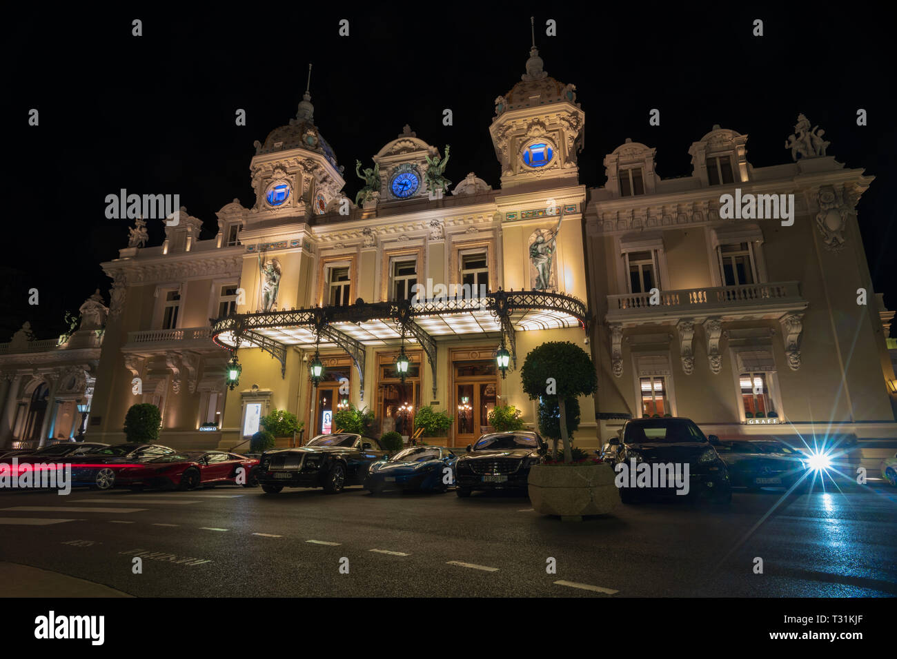 Vue de nuit sur la célèbre Grand Casino de Monte Carlo Banque D'Images