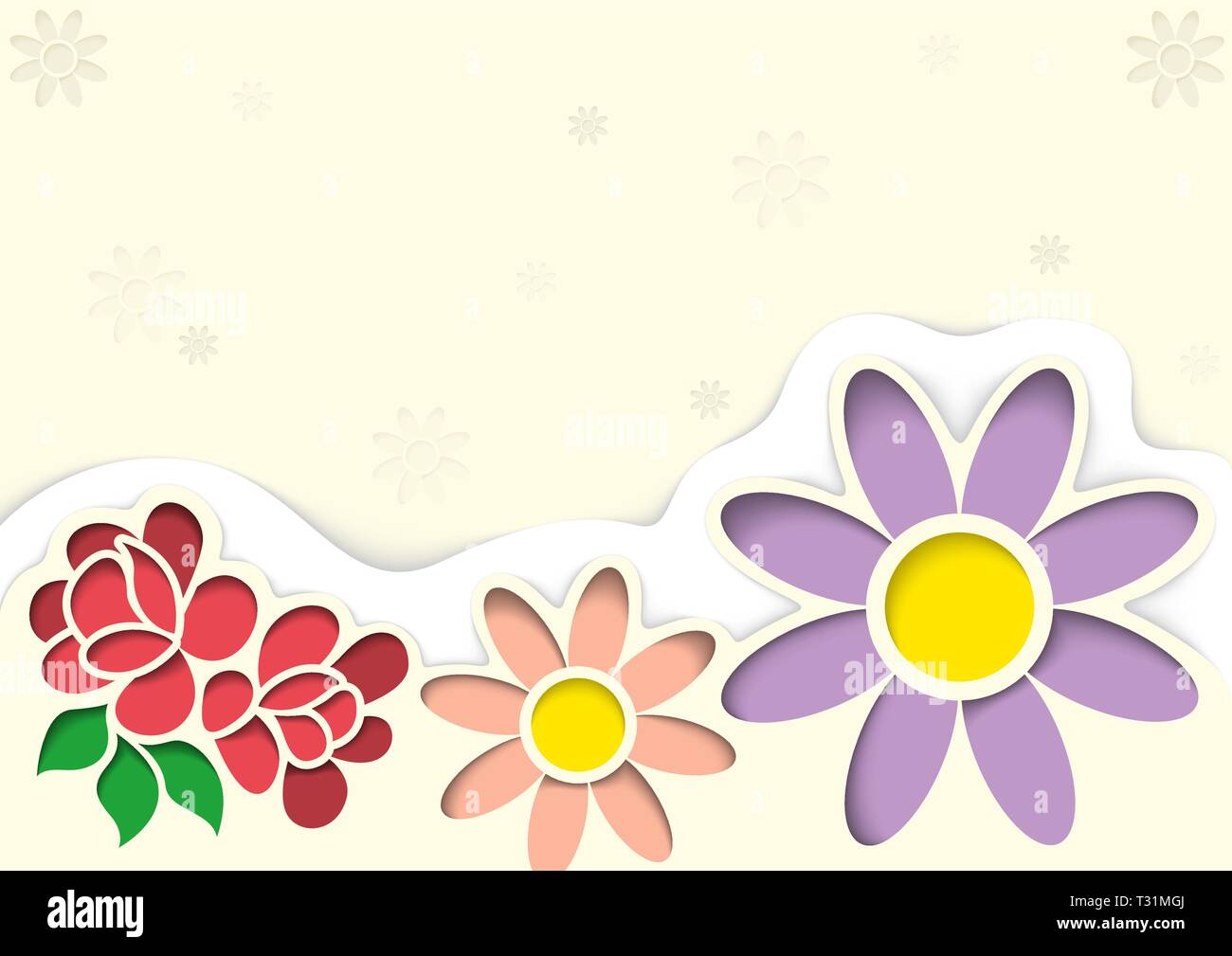 Carte de voeux avec des fleurs dans le style de découpes Illustration de Vecteur
