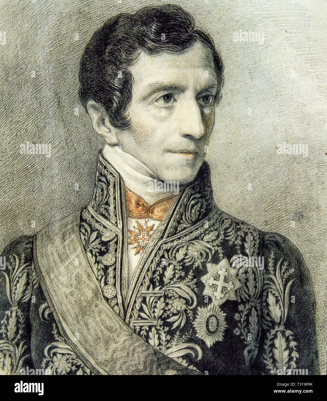 Luigi Giuseppe Barbaroux connu sous le nom de Giuseppe Barbaroux (Cuneo, 6 décembre 1772 - Turin, 11 mai 1843) était un avocat, juriste, avocat général au Sénat de Gênes en 1815, puis ambassadeur à Rome de 1816 à 1824 Banque D'Images