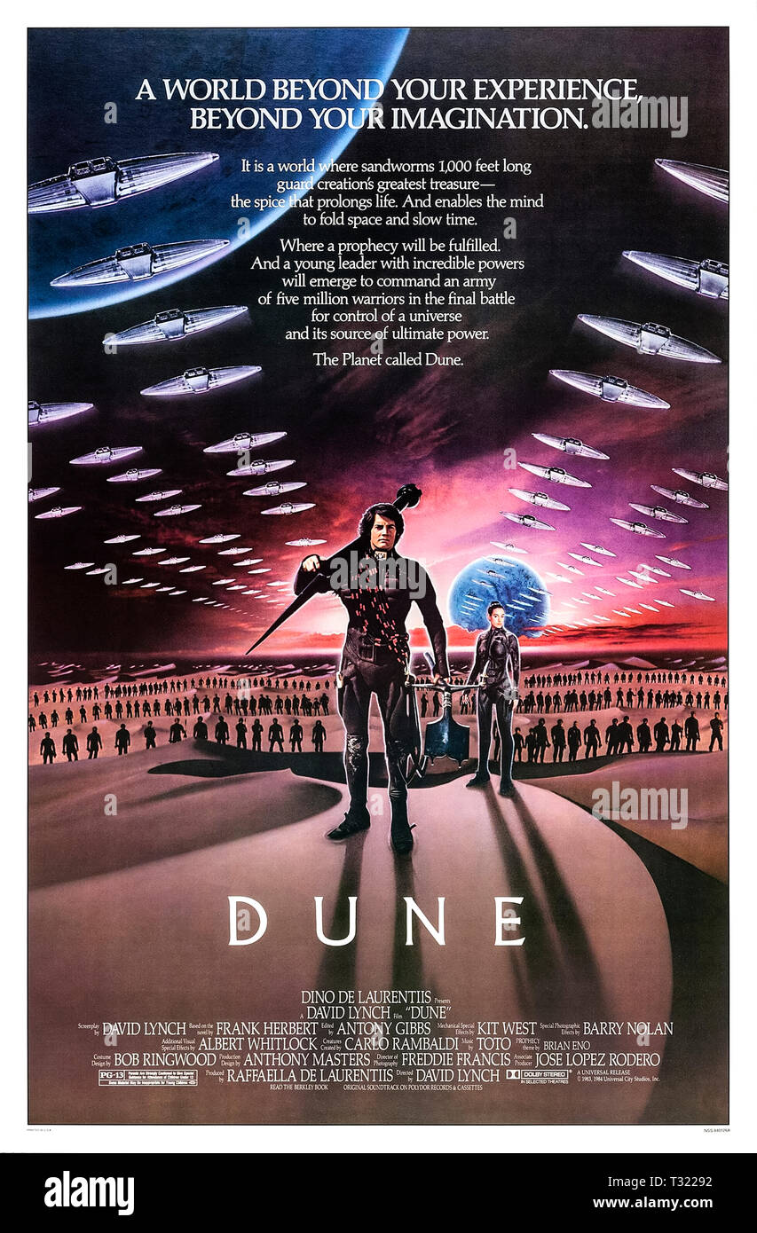 Dune (1984) réalisé par David Lynch avec Kyle MacLachlan, Virginia Madsen, Francesca Annis et Sting. Grand écran l'adaptation de Frank Herbert épique du roman de science-fiction. Banque D'Images