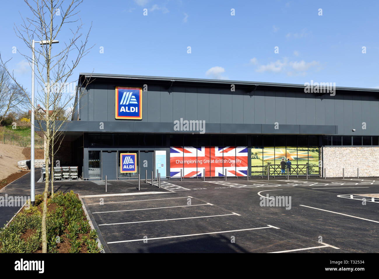 Supermarché Aldi Bakewell dans le Derbyshire Peak District,UK. Banque D'Images