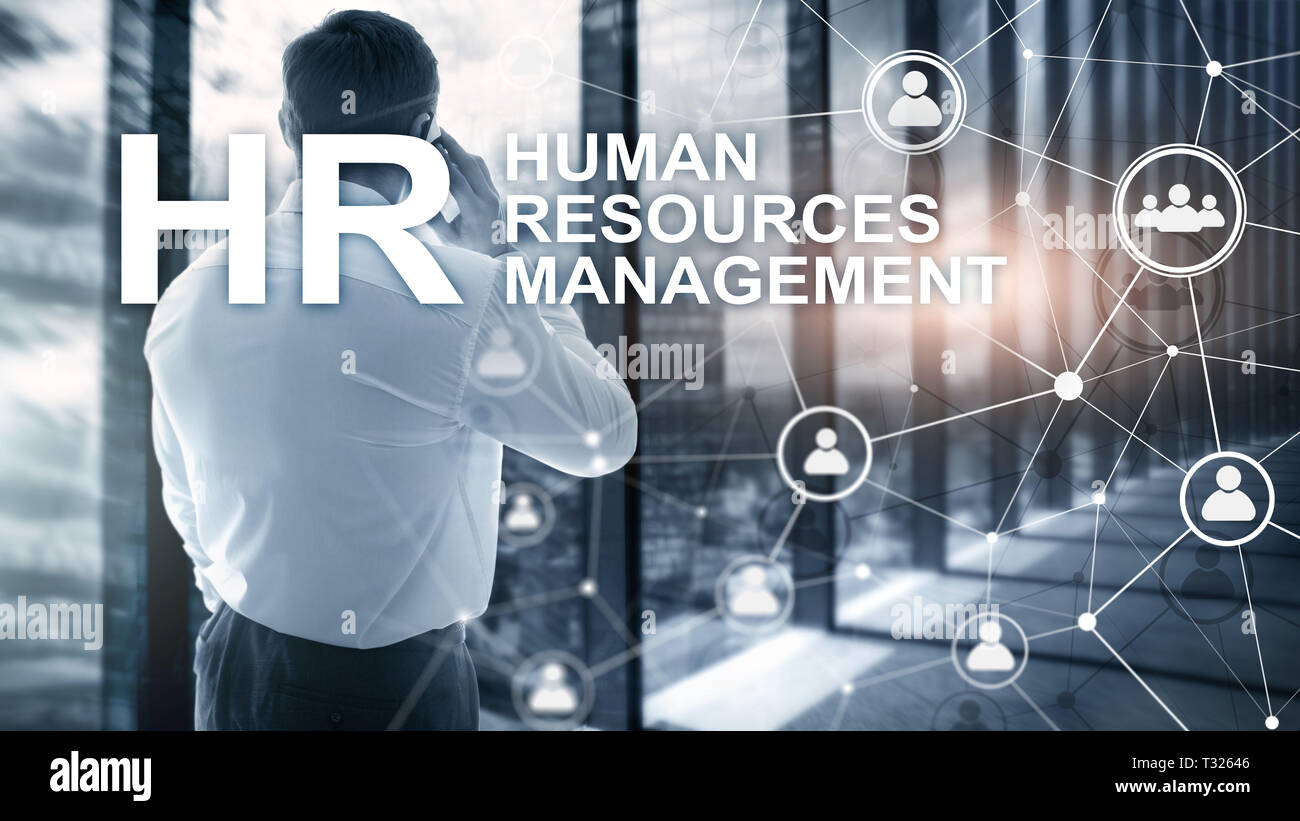 La gestion des ressources humaines, RH, Team Building et de recrutement concept sur fond flou. Banque D'Images