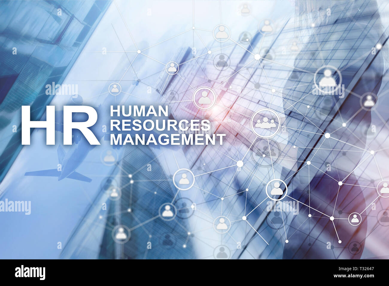 La gestion des ressources humaines, RH, Team Building et de recrutement concept sur fond flou. Banque D'Images