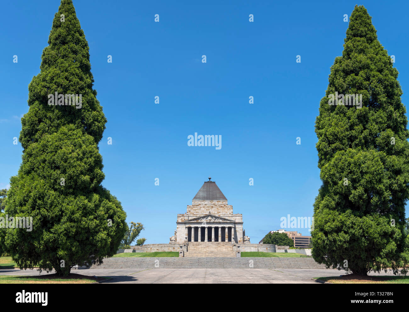 Le culte du souvenir, un mémorial de guerre dans la région de Kings Domain, Melbourne, Victoria, Australie Banque D'Images