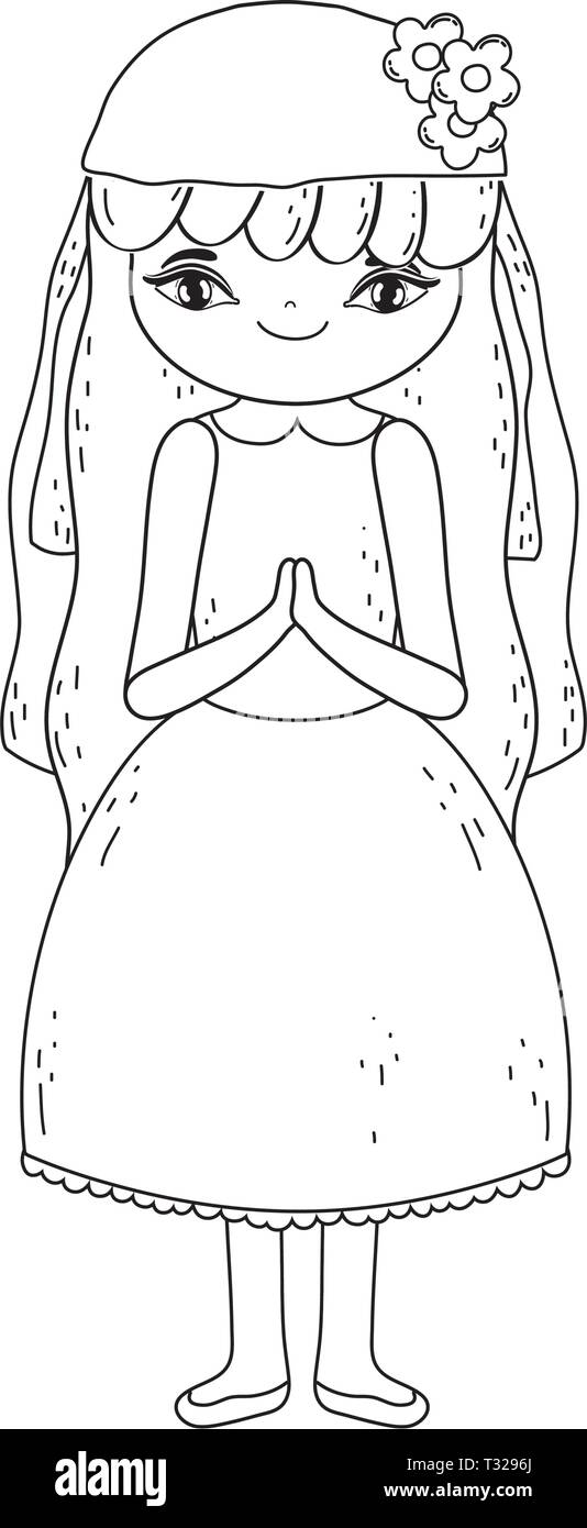 Petite fille en célébration de première communion vector illustration design Illustration de Vecteur