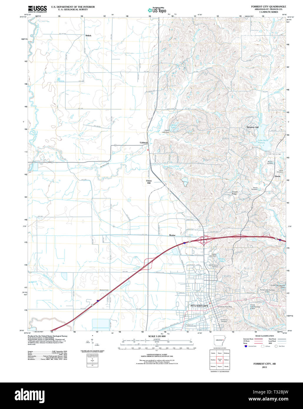 Carte de la ville de forrest arkansas Banque de photographies et d