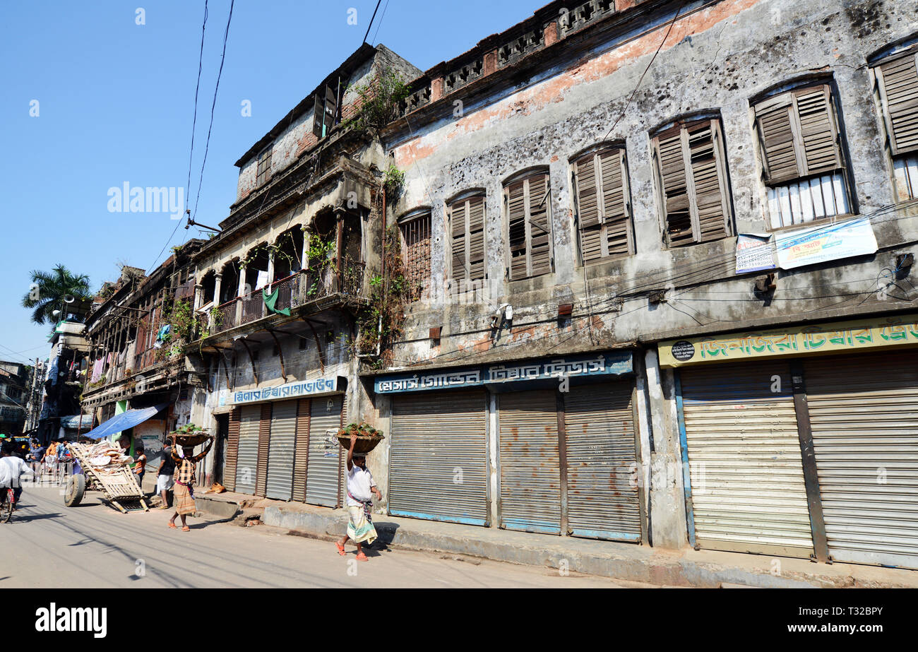 Beaux bâtiments anciens à Dhaka, au Bangladesh. Banque D'Images