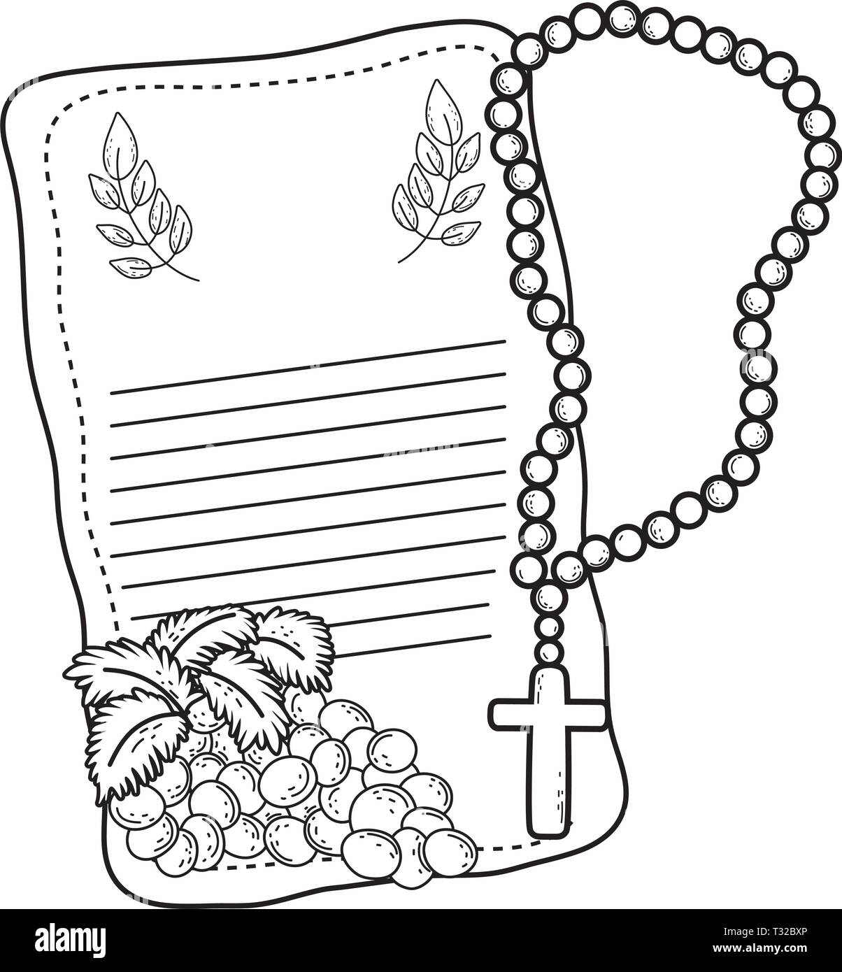 Carte De Premiere Communion Avec Rosaire Vector Illustration Design Image Vectorielle Stock Alamy