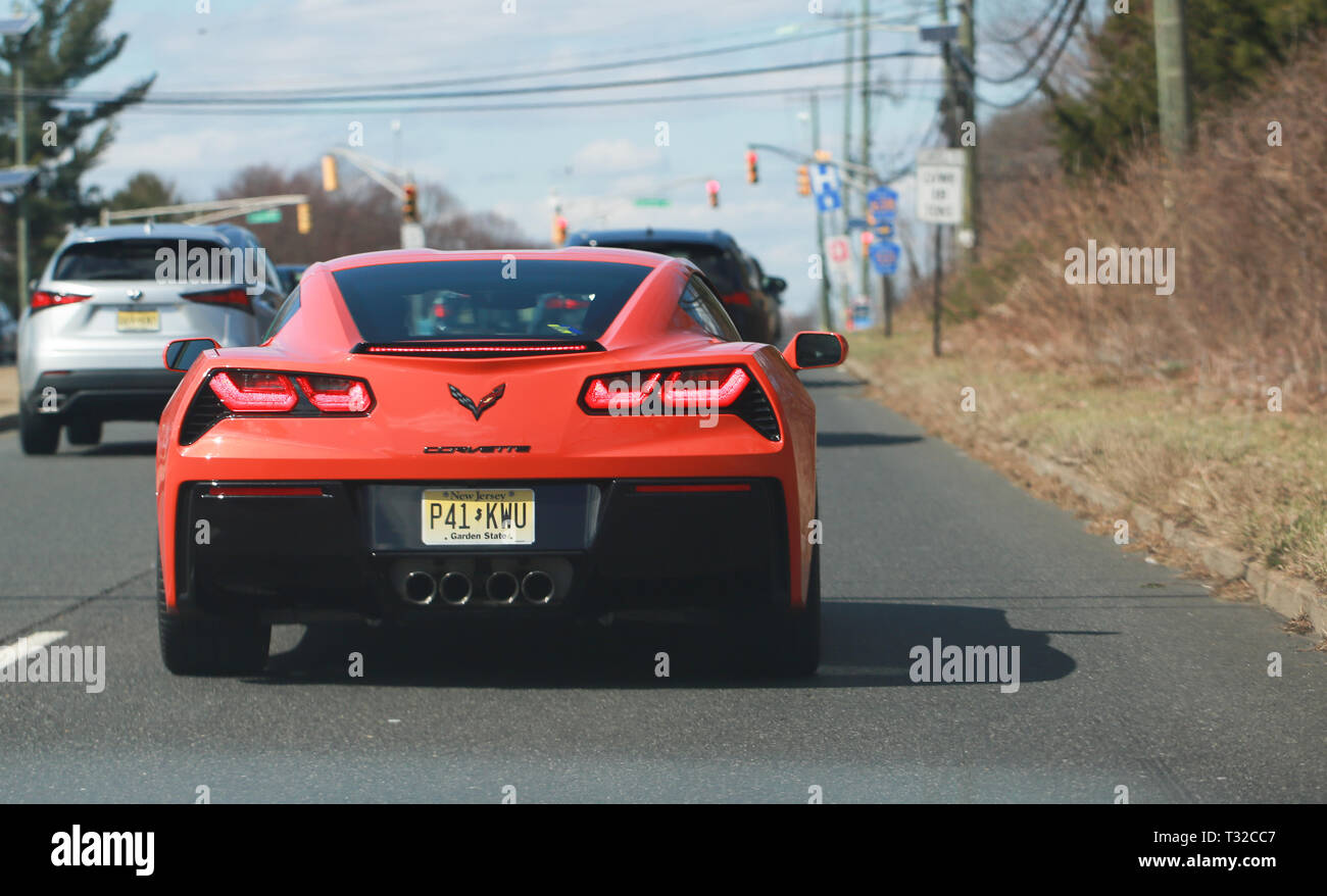 La Princeton New Jersey 16 Mars 2019 : Corvette C7 sur la rue. Editorial photo. - Image Banque D'Images