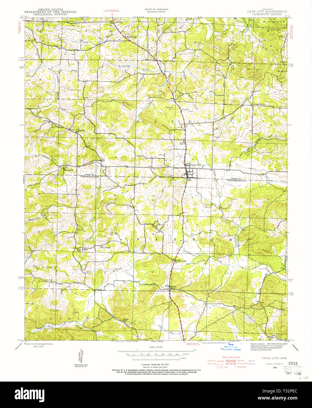 Carte de la ville de la grotte de l'arkansas Banque de photographies et