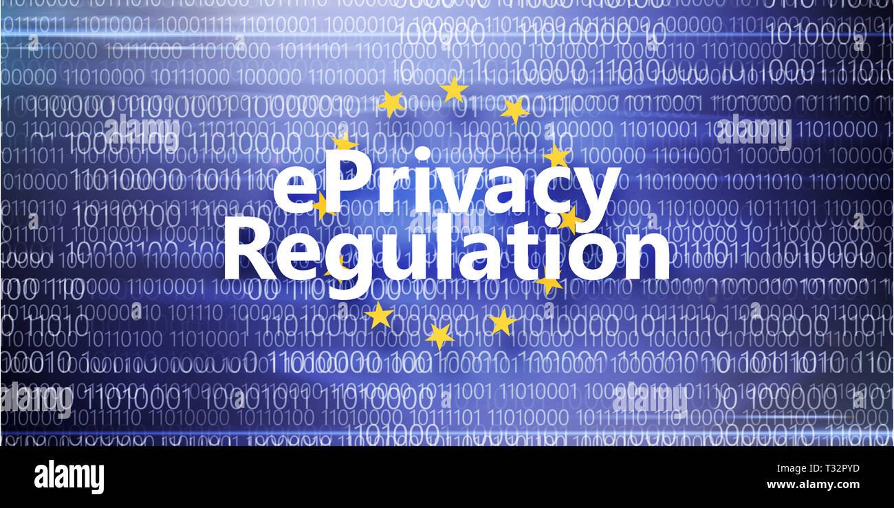 Réglementation générale en matière de protection des données à caractère personnel sur fond bleu avec un code binaire Banque D'Images