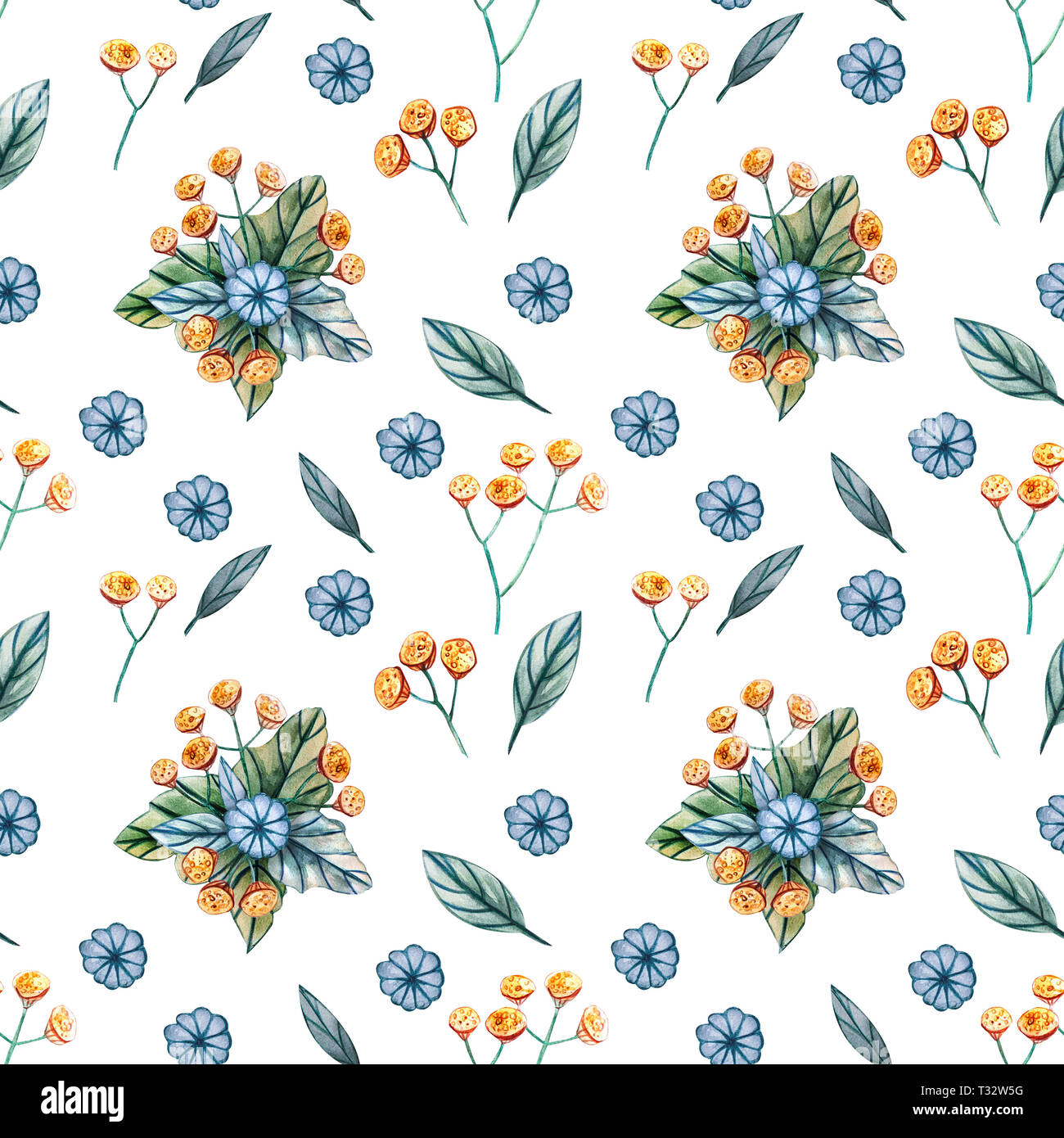 Modele Transparent Avec Des Bouquets De Fleurs Pour Un Mariage Carte De Fleurs Avec Des Feuilles Vertes Jaunes Daisy Daisy Bleu Jaune Et Tansy L Ete Automne Photo Stock Alamy