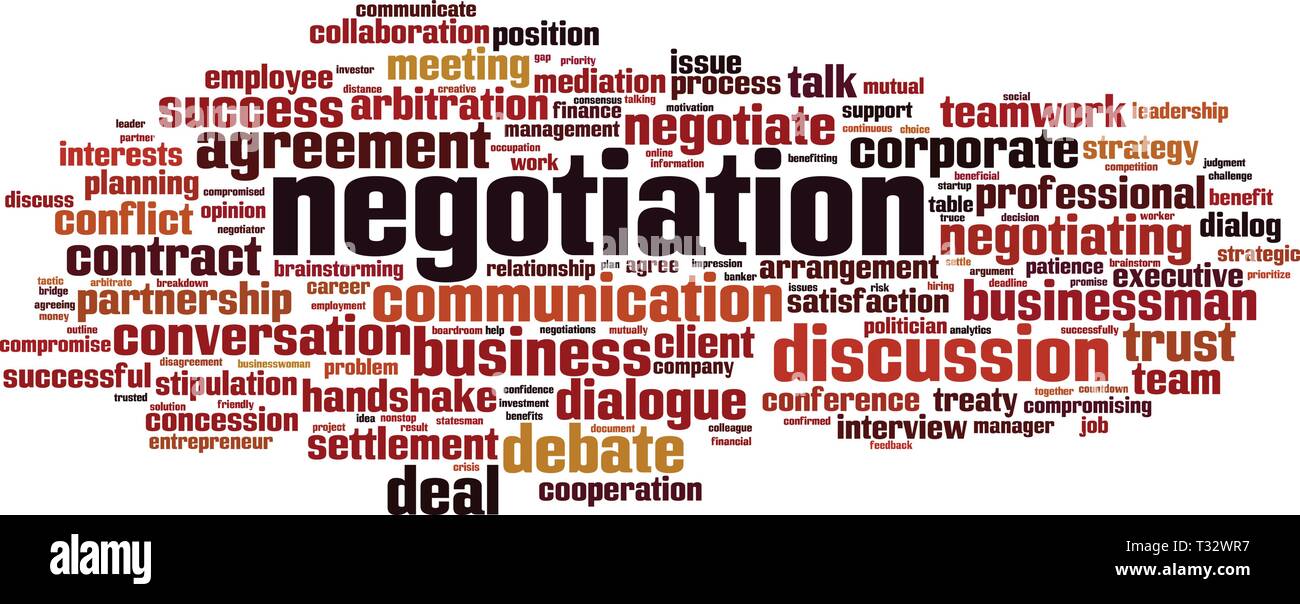 Mot négociation concept cloud. Collage de mots à propos de la négociation. Vector illustration Illustration de Vecteur