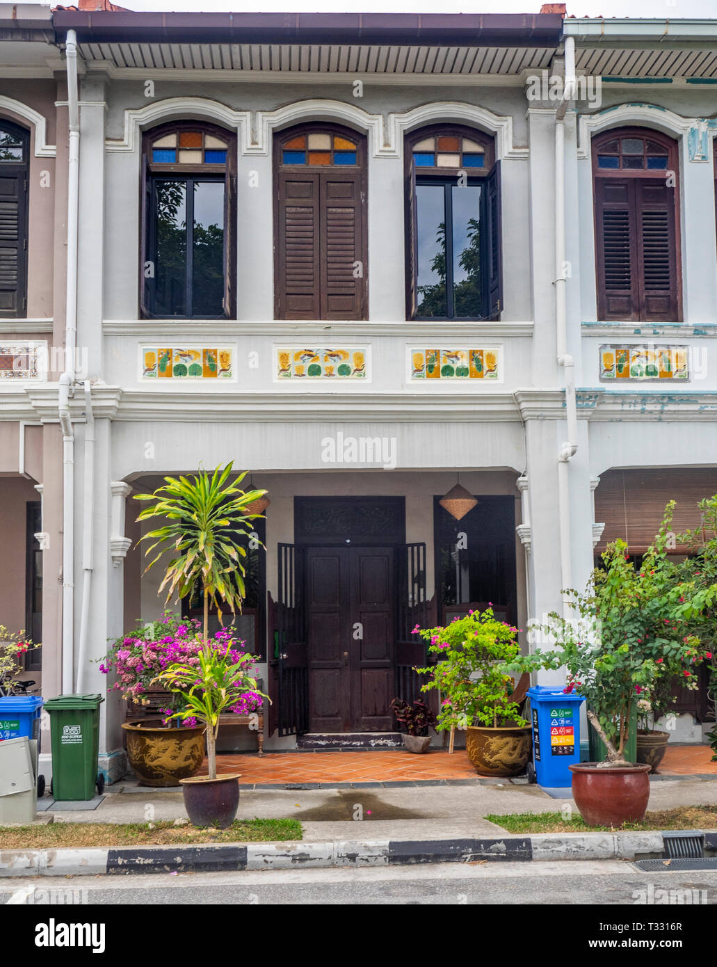 Maisons traditionnelles terrasse Peranakan dans Joo Chiat Singapore Banque D'Images