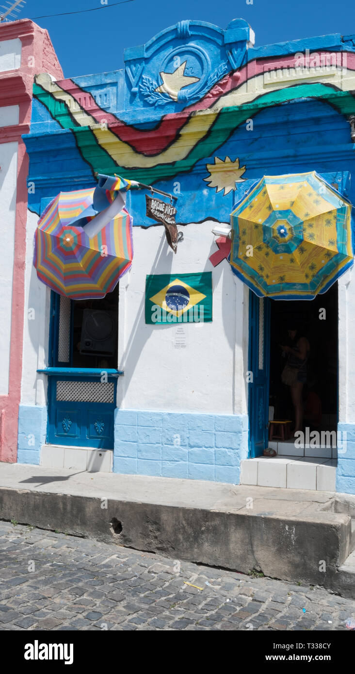Une propriété typique peint, Olinda, Bahia, Brésil Banque D'Images