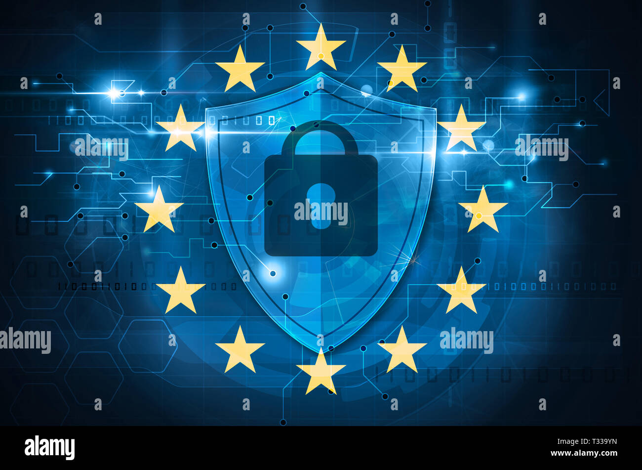 L'Union européenne la sécurité numérique concept Banque D'Images