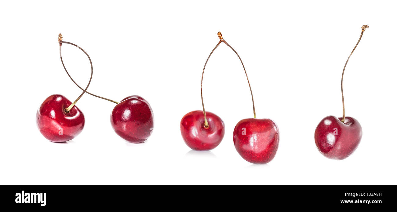 Fresh Ripe cherry collection isolé sur fond blanc Banque D'Images