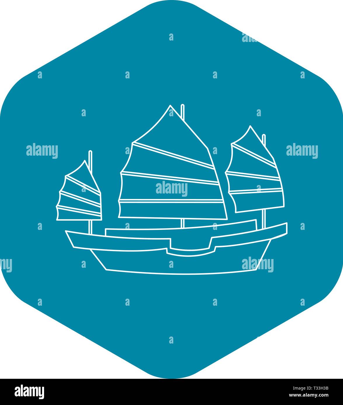 Voilier chinois icône. Contours illustration de voilier chinois icône vecteur pour le web Illustration de Vecteur