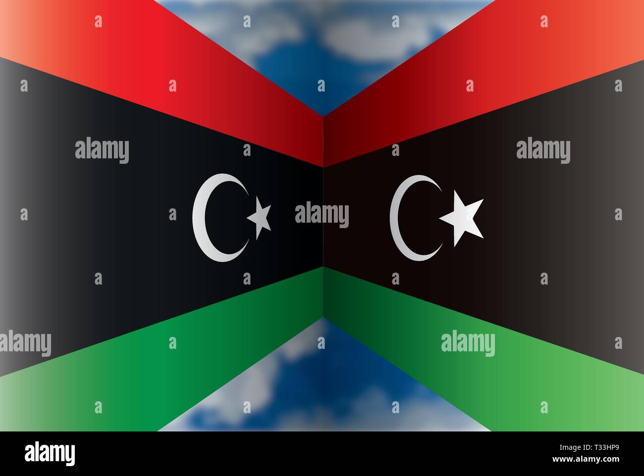 La Libye contre la Libye drapeaux, vector illustration Illustration de Vecteur
